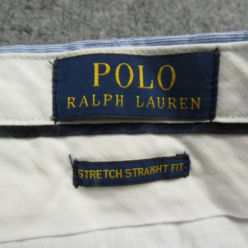 Polo Ralph Lauren Shorts Mens 40x8.5 Blue Stretch Straight Fit Hickory‎ Stripe